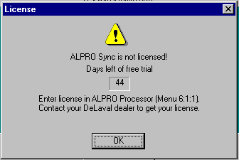 ALPRO Windows 6.60/ALPRO Sync Oppstart På denne menyen trenger du ikke angi filnavnet for databasefilen da den er definert i oppsettet for ALPRO Sync.