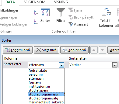 Bearbeiding av søkerliste i Excel (ikke nødvendig) Dersom du ønsker å eksportere oversikten til Excel så høyreklikker du i rapporten og velger «Lagre som».