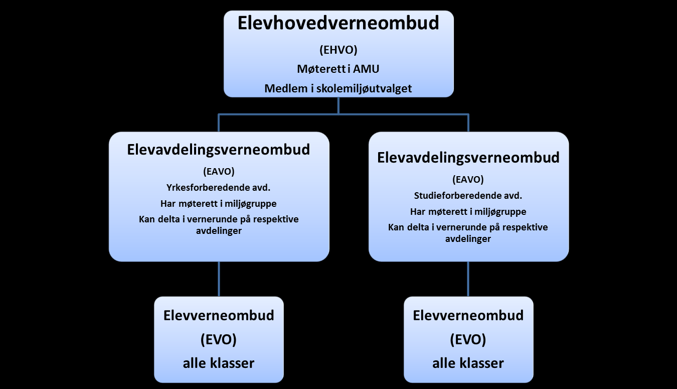 ORGANISERING AV ELEVENES VERNETJENSTE Valg av elevverneombud Det skal så snart som mulig etter skolestart om høsten velges elevverneombud og vara i alle klasser på skolen.