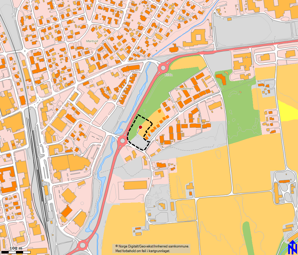 2. Planstatus Planområdet ligger innenfor bebyggelsesplan Sentrumstunet, Reinsholm, vedtatt av kommunestyret 23/5 2007 og reguleringsplan for RV 757 Ørmelen - Garpa, vedtatt 23/11 1994 (skravert