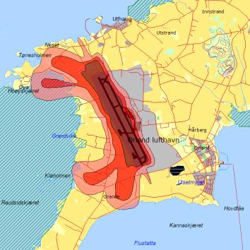 Forsvarsbygg kampflybase Reguleringsplan og konsekvensutredning Figur 3 Fremtidig situasjon, Alternativ 1 Figur 4 Fremtidig situasjon, alternativ 2 Maksimalt lydnivå Utenfor kampflybasen kan det i