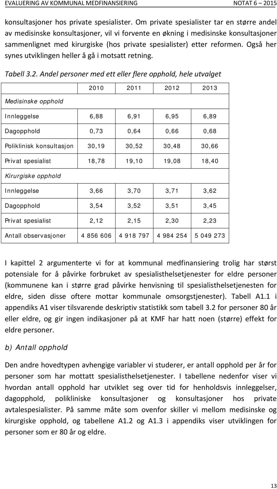 Også her synes utviklingen heller å gå i motsatt retning. Tabell 3.2.