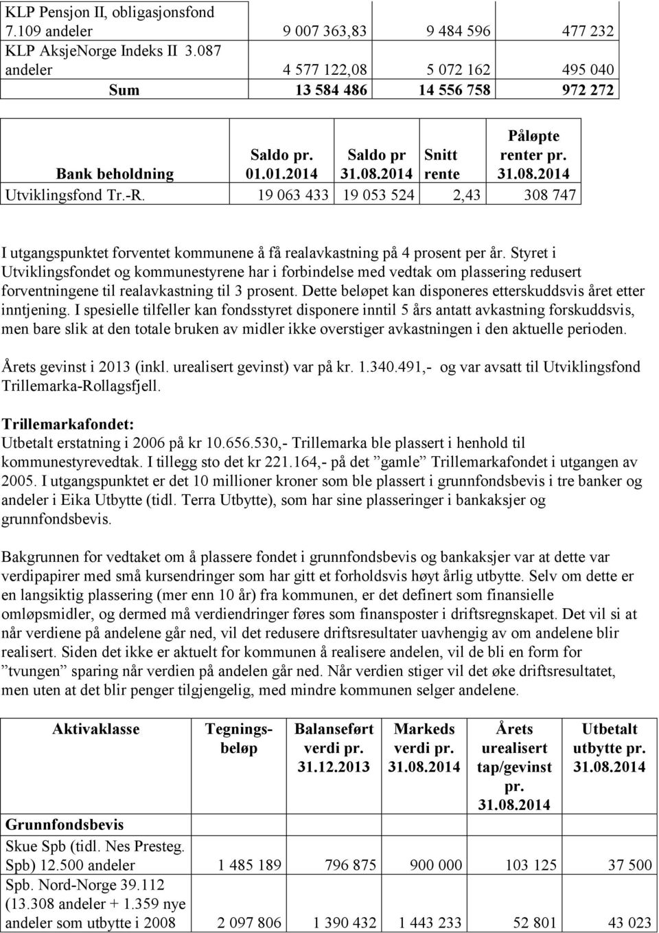 19 063 433 19 053 524 2,43 308 747 I utgangspunktet forventet kommunene å få realavkastning på 4 prosent per år.