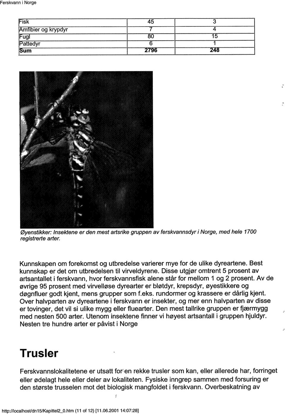 Disse utgjør omtrent 5 prosent av artsantallet i ferskvann, hvor ferskvannsfisk alene står for mellom 1 og 2 prosent.