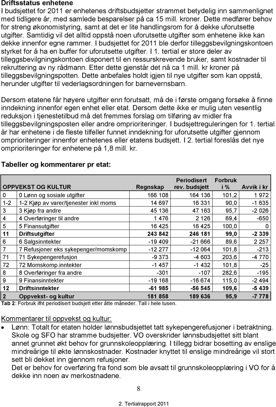 Samtidig vil det alltid oppstå noen uforutsette utgifter som enhetene ikke kan dekke innenfor egne rammer.