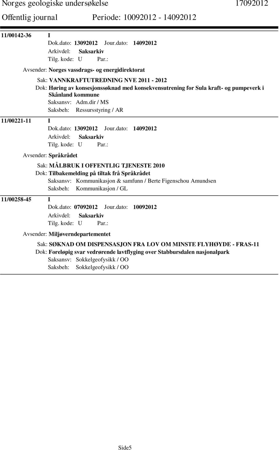 kommune Saksansv: Adm.dir / MS Saksbeh: Ressursstyring / AR 11/00221-11 I Dok.dato: 13092012 Jour.