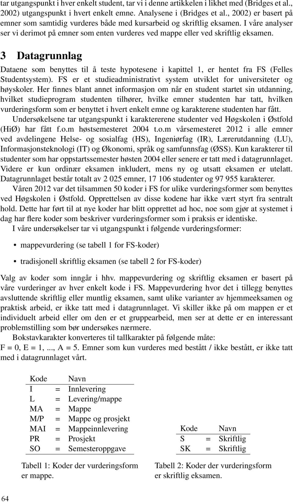 3 Datagrunnlag Dataene som benyttes til å teste hypotesene i kapittel 1, er hentet fra FS (Felles Studentsystem). FS er et studieadministrativt system utviklet for universiteter og høyskoler.