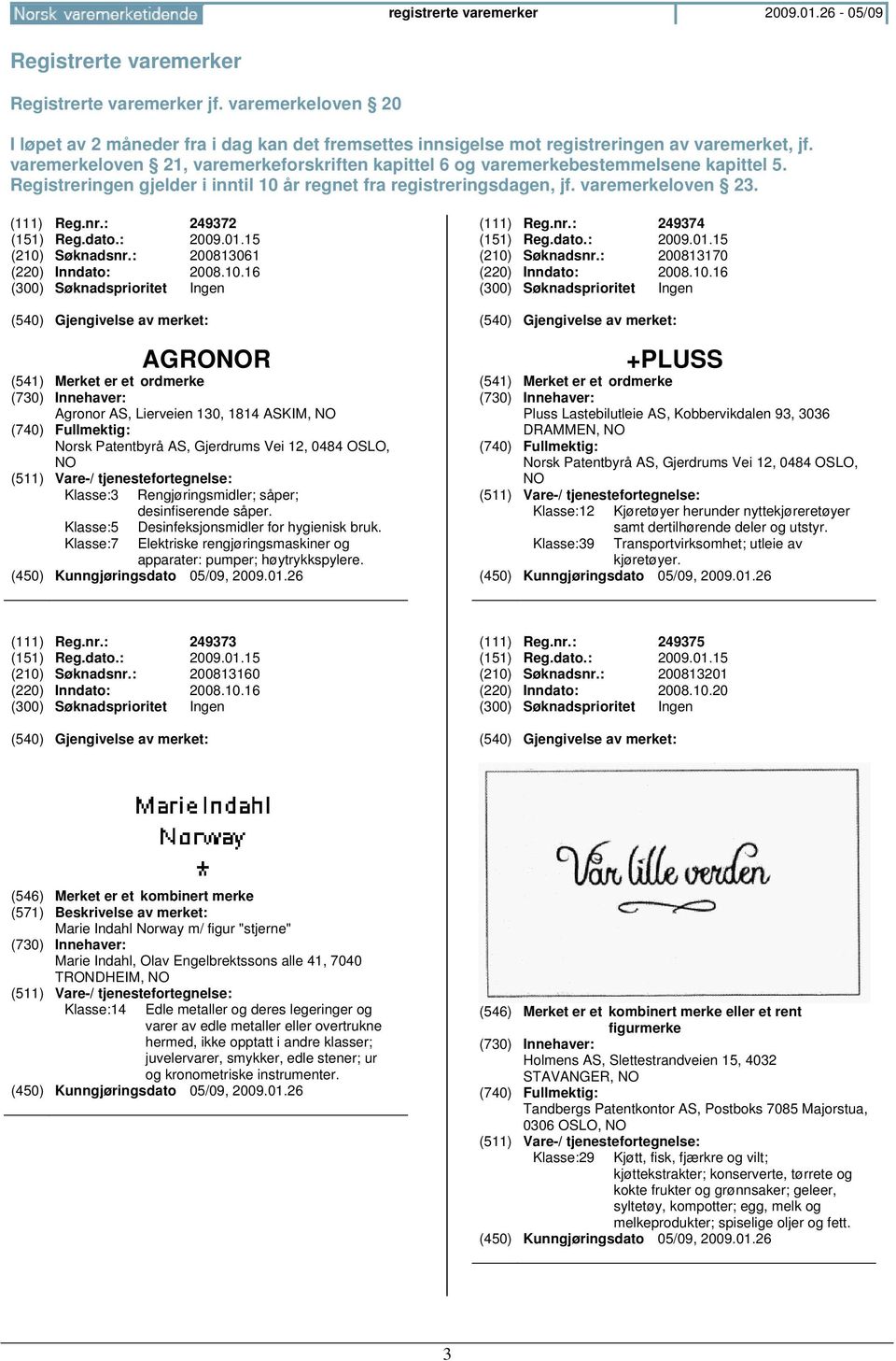 varemerkeloven 21, varemerkeforskriften kapittel 6 og varemerkebestemmelsene kapittel 5. Registreringen gjelder i inntil 10 år regnet fra registreringsdagen, jf. varemerkeloven 23. (111) Reg.nr.