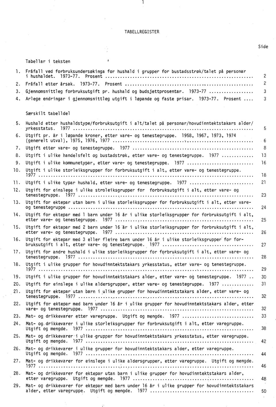 Hushald etter hushaldstype/forbruksutgift i alt/talet på personar/hovudinntektstakars alder/ yrkesstatus. 1977 5 6. Utgift pr. år i løpande kroner, etter vare- og tenestegruppe.