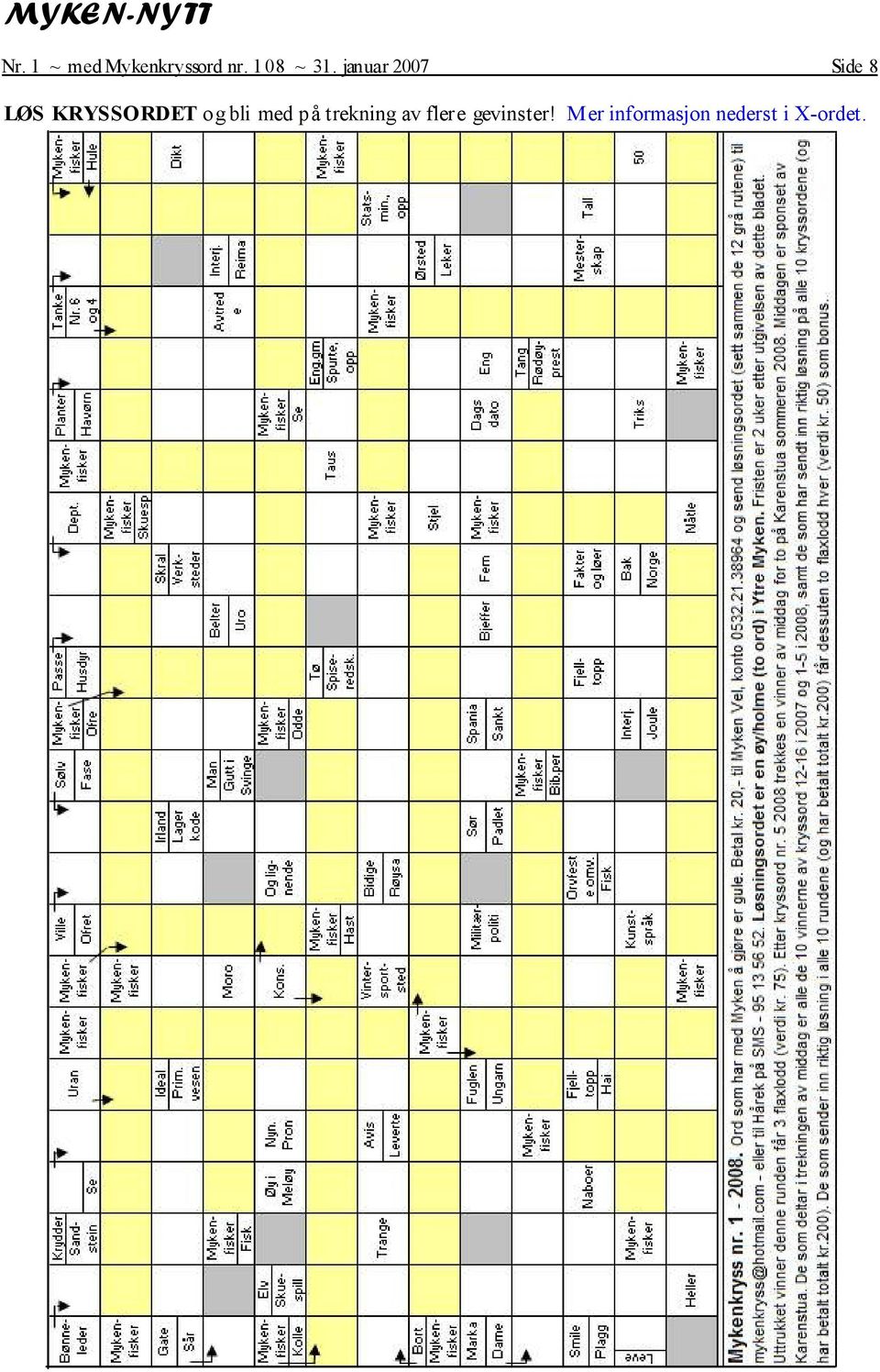 januar 2007 Side 8 LØS KRYSSORDET og