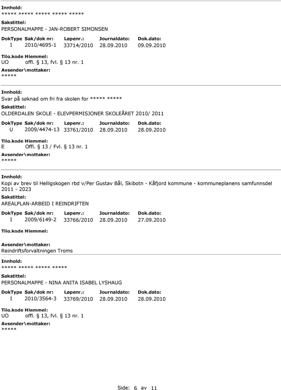 33761/2010 Kopi av brev til Helligskogen rbd v/per Gustav Bål, Skibotn - Kåfjord kommune - kommuneplanens