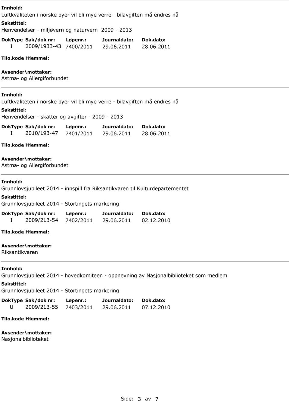 Stortingets markering 2009/213-54 7402/2011 02.12.