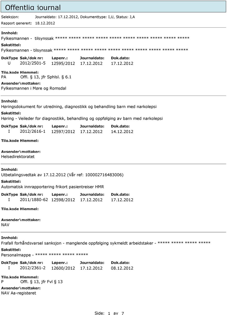 behandling barn med narkolepsi Høring - Veileder for diagnostikk, behandling og oppfølging av barn med narkolepsi 2012/2616-1 12597/2012 Helsedirektoratet nnhold: