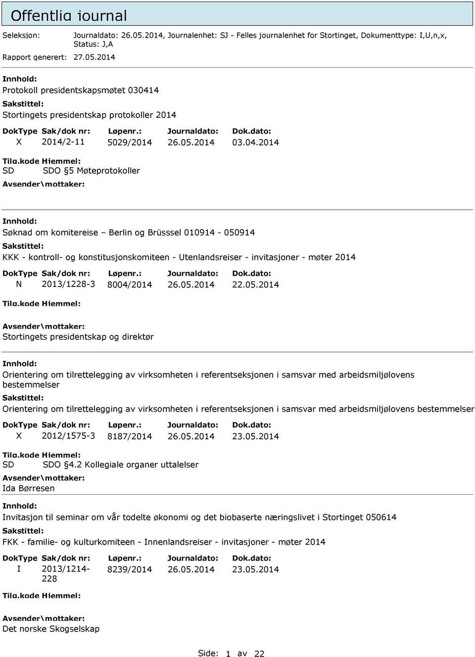 4 Stortingets presidentskap protokoller 2014 Tilg.kode SD 2014/2-11 5029/2014 Hjemmel: SDO 5 Møteprotokoller 03.04.