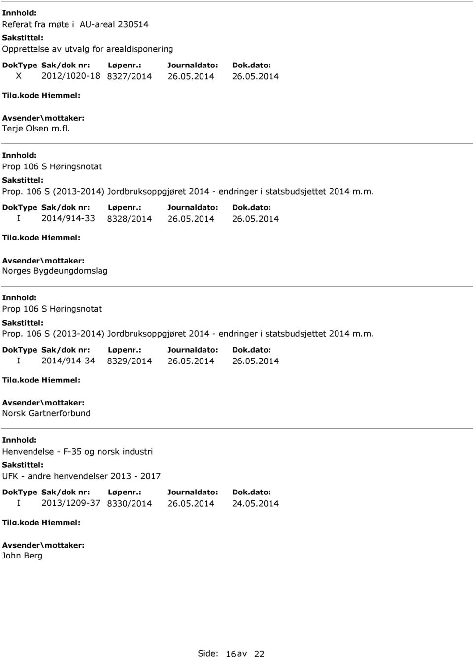 Prop 106 S Høringsnotat 2014/914-33 8328/2014 Norges Bygdeungdomslag Prop 106 S Høringsnotat