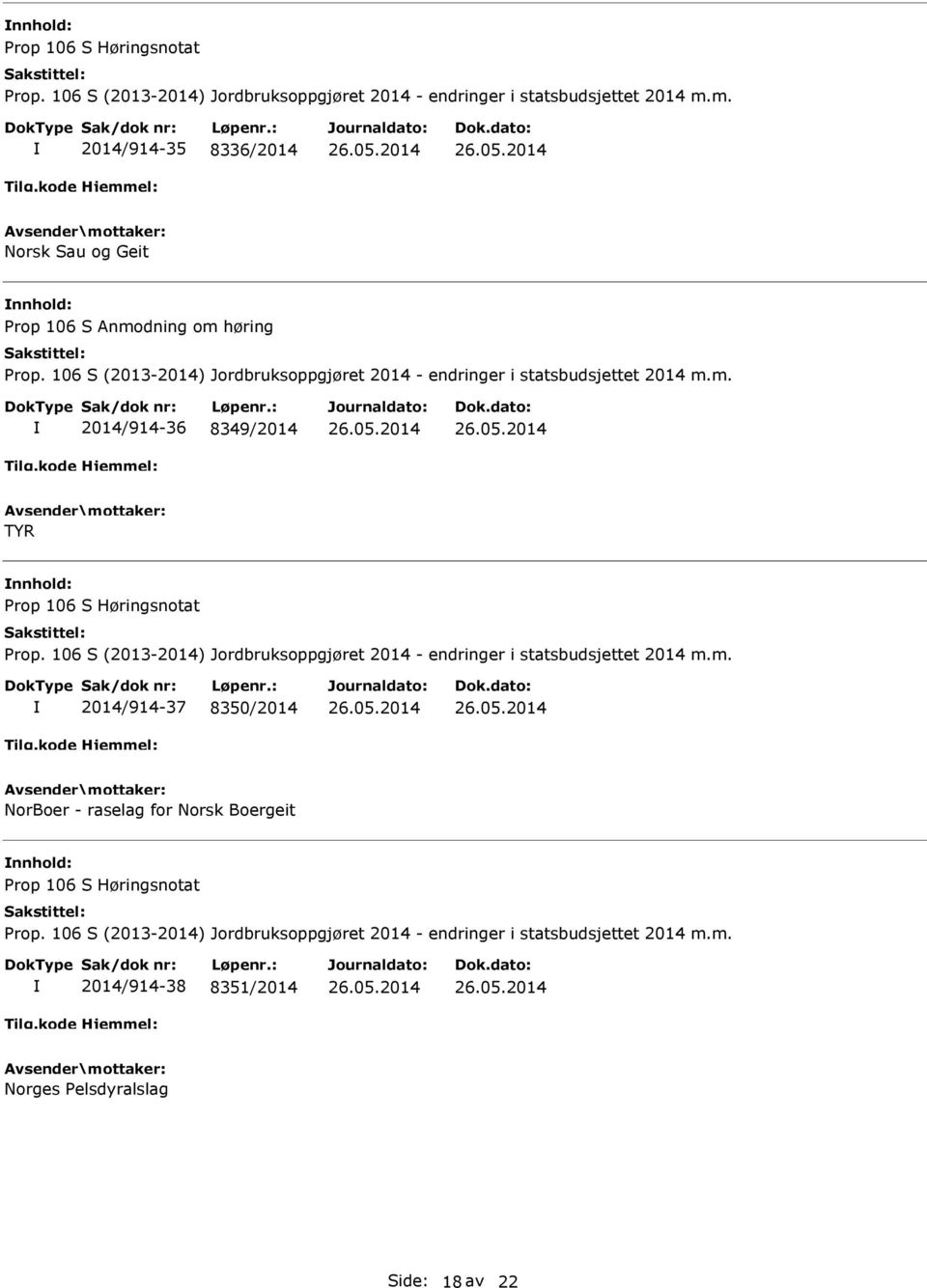 Høringsnotat 2014/914-37 8350/2014 NorBoer - raselag for Norsk Boergeit