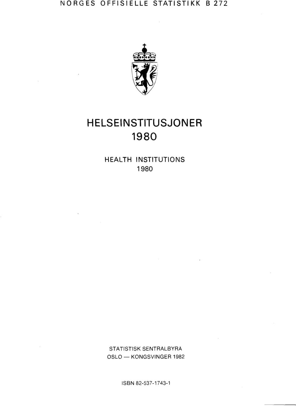 INSTITUTIONS 1980 STATISTISK