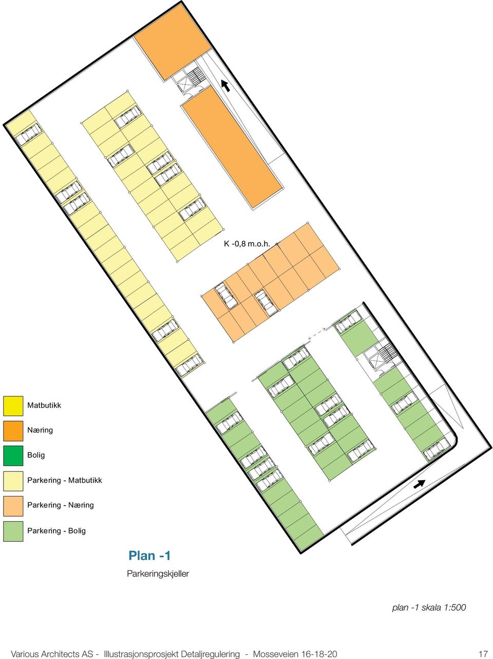 Næring Parkering - Bolig Plan -1 Parkeringskjeller plan