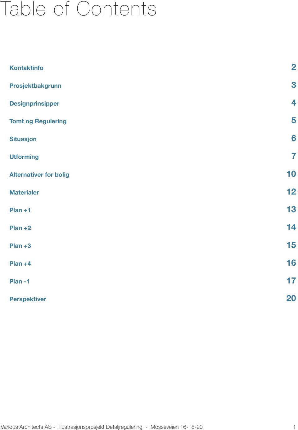 Plan +1 13 Plan +2 14 Plan +3 15 Plan +4 16 Plan -1 17 Perspektiver 20