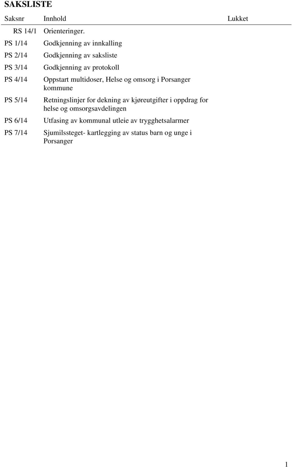 Godkjenning av protokoll Oppstart multidoser, Helse og omsorg i Porsanger kommune Retningslinjer for dekning