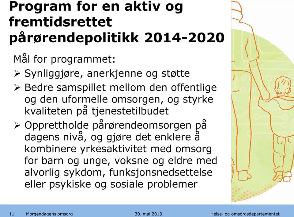 tjenestetilbudet Opprettholde pårørendeomsorgen på dagens nivå, og gjøre det enklere å kombinere yrkesaktivitet