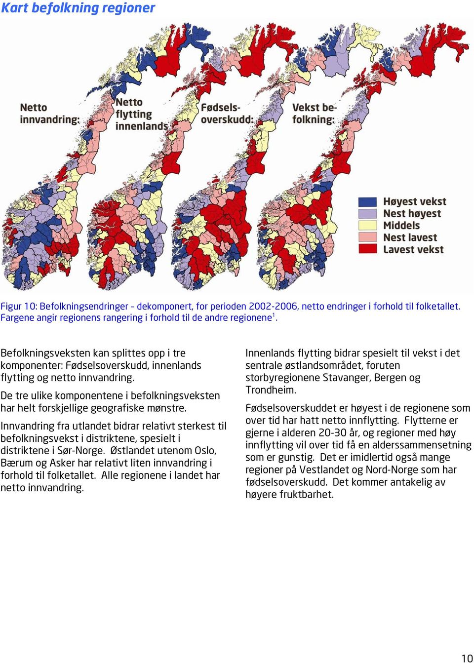 De tre ulike komponentene i befolkningsveksten har helt forskjellige geografiske mønstre.