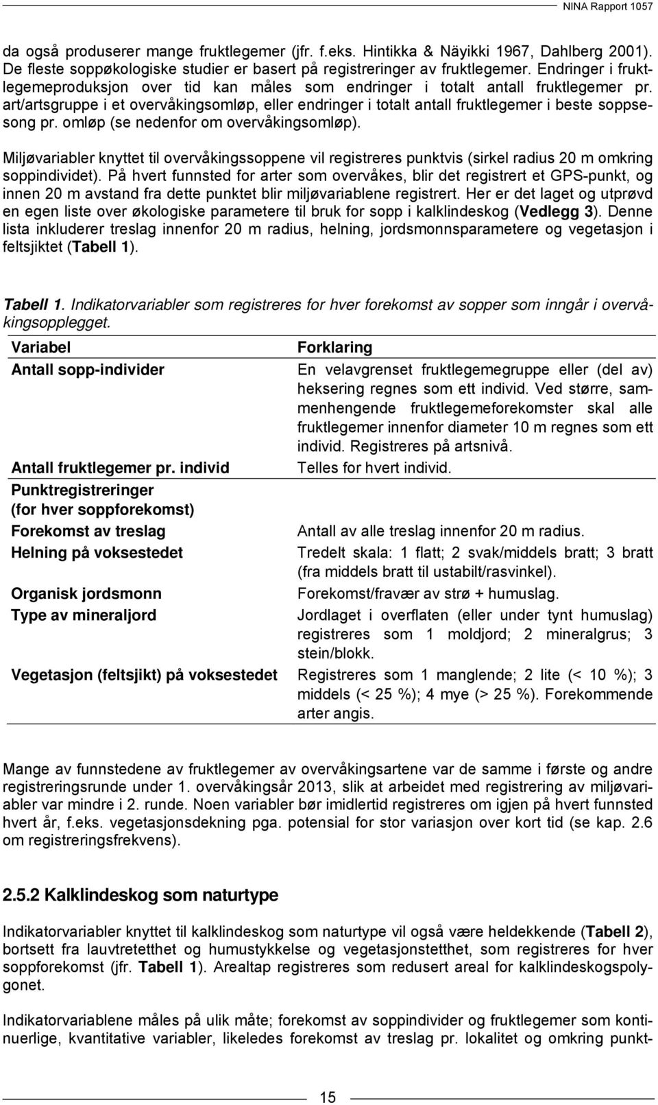 art/artsgruppe i et overvåkingsomløp, eller endringer i totalt antall fruktlegemer i beste soppsesong pr. omløp (se nedenfor om overvåkingsomløp).