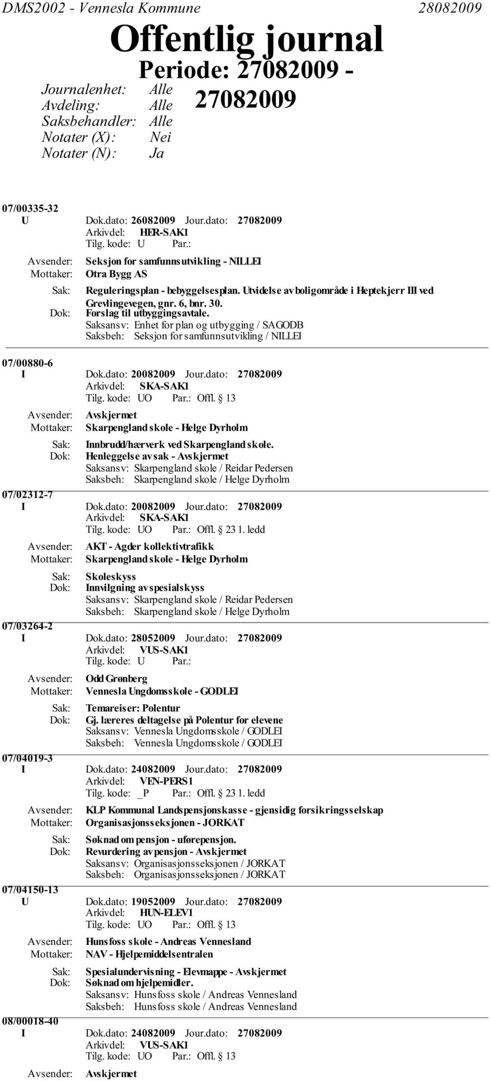 Forslag til utbyggingsavtale. Saksansv: Enhet for plan og utbygging / SAGODB Saksbeh: Seksjon for samfunnsutvikling / NILLEI 07/00880-6 I Dok.dato: 20082009 Jour.