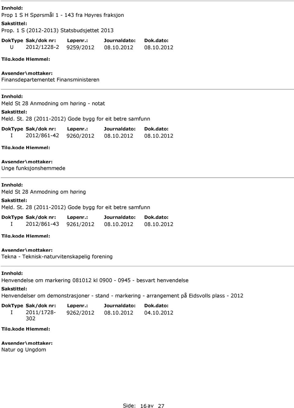 28 (2011-2012) Gode bygg for eit betre samfunn 2012/861-42 9260/2012 nge funksjonshemmede Meld St 