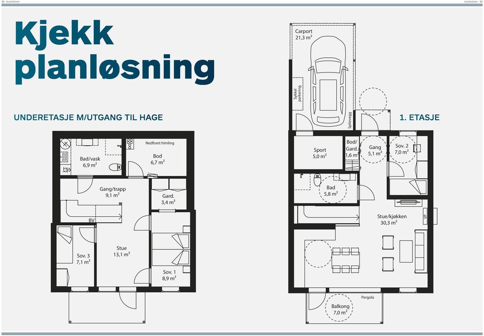 2 5,1 m² Sport7,0 m² 5,0 m² Bod/ Gard. 1,6 m² Gang 5,1 m² Sov. 2 7,0 m² Gang/trapp Gang/trapp 9,1 m² Gard.