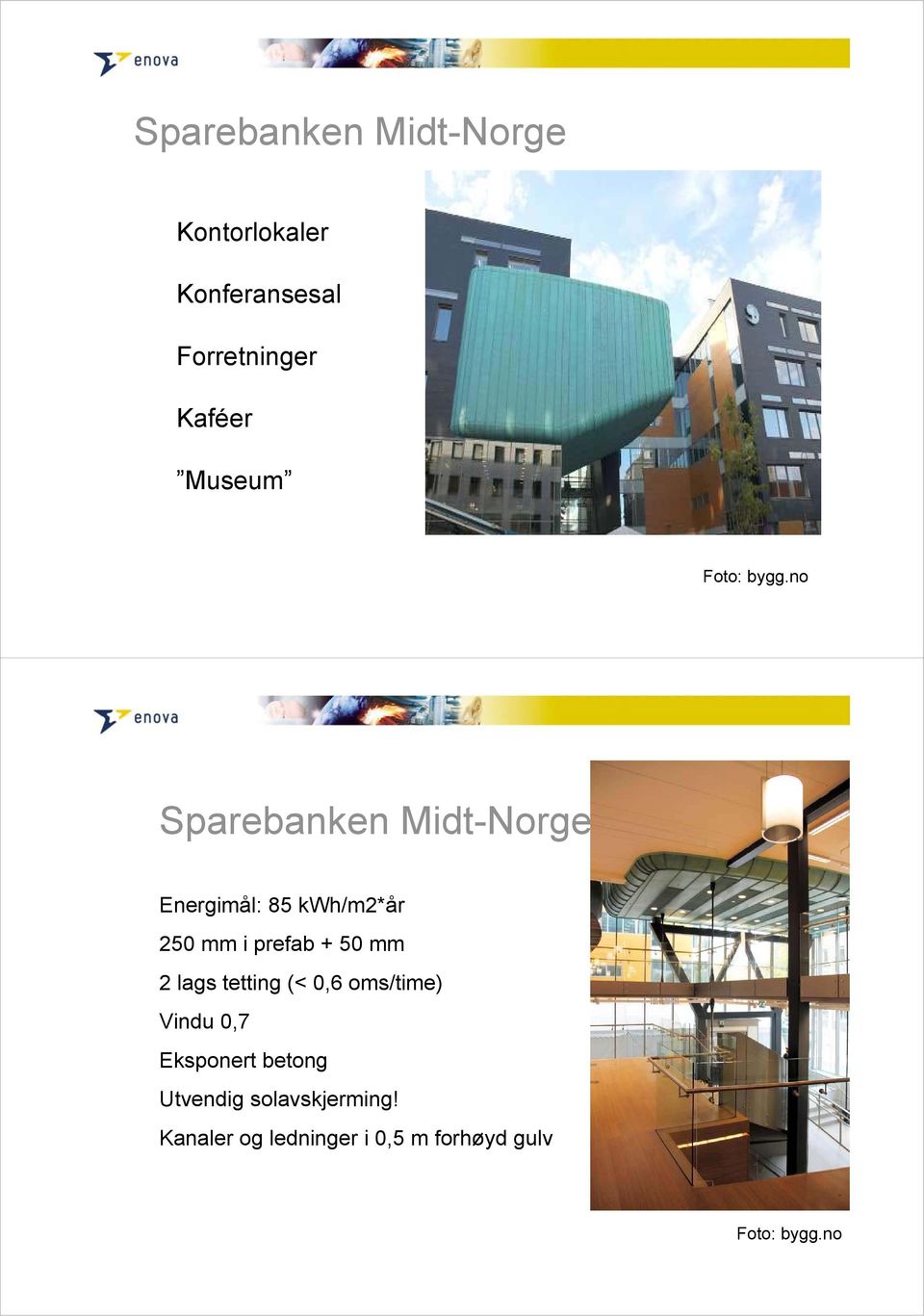 no Sparebanken Midt-Norge Energimål: 85 kwh/m2*år 250 mm i prefab + 50 mm 2