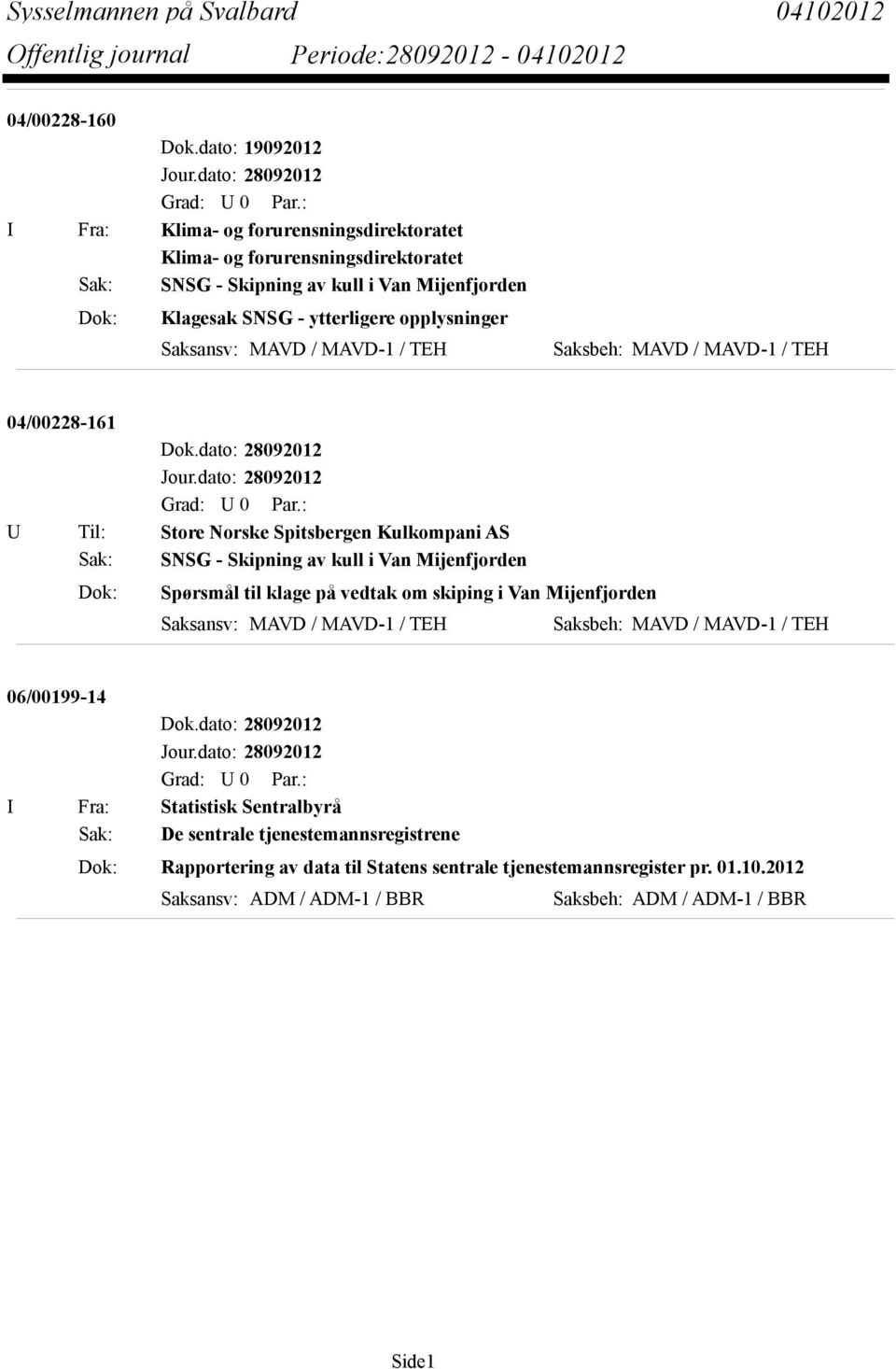 Saksansv: MAVD / MAVD-1 / TEH Saksbeh: MAVD / MAVD-1 / TEH 04/00228-161 Jour.