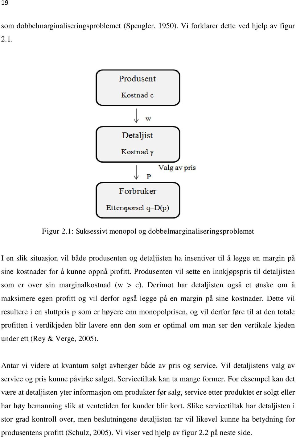 Produsenten vil sette en innkjøpspris til detaljisten som er over sin marginalkostnad (w > c).