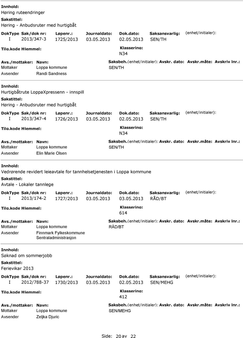 revidert leieavtale for tannhelsetjenesten i Loppa kommune Avtale - Lokaler tannlege 2013/174-2 1727/2013 614 Finnmark