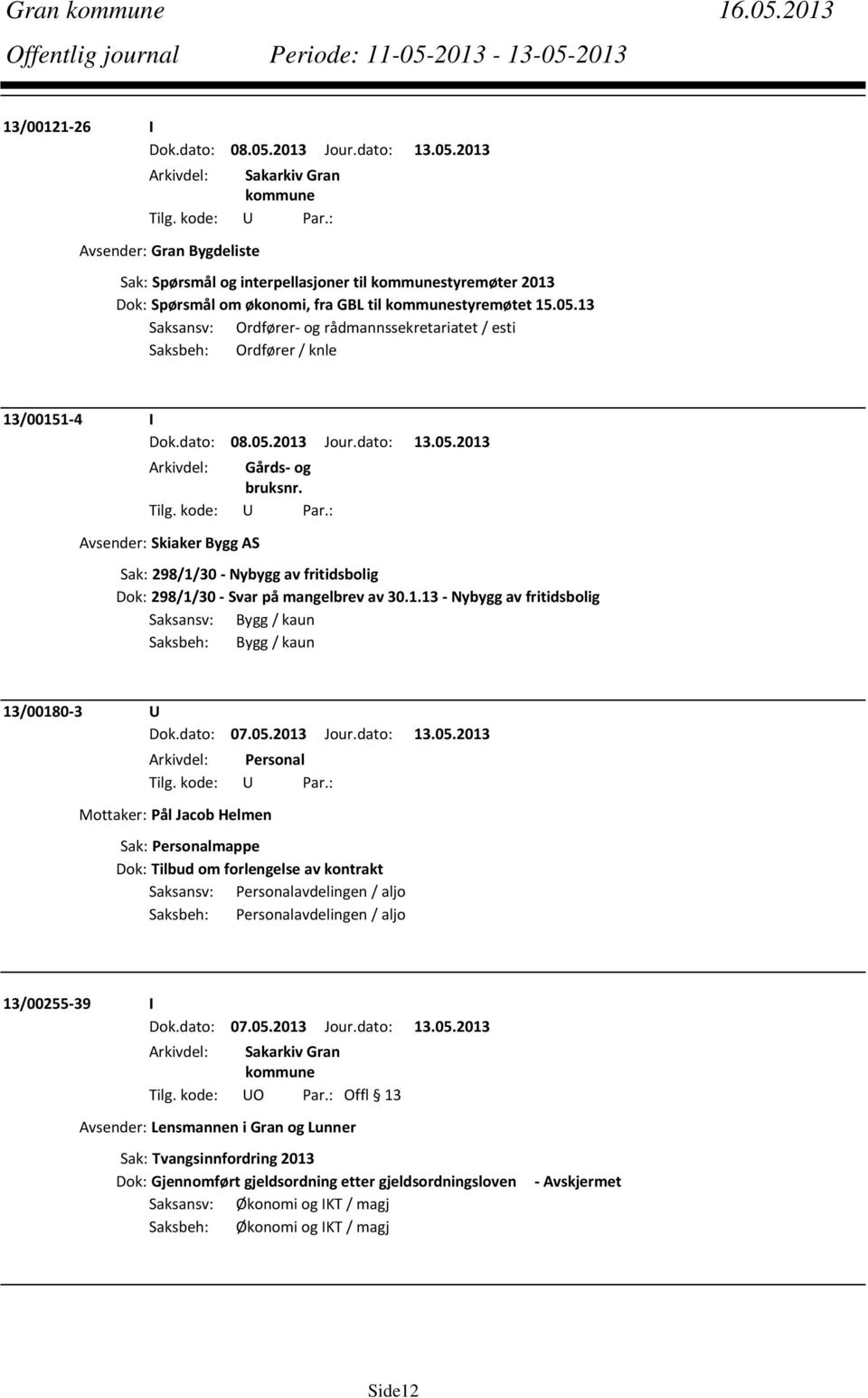 1.13 Nybygg av fritidsbolig Saksansv: Bygg / kaun Saksbeh: Bygg / kaun 13/00180 3 U Dok.dato: 07.05.