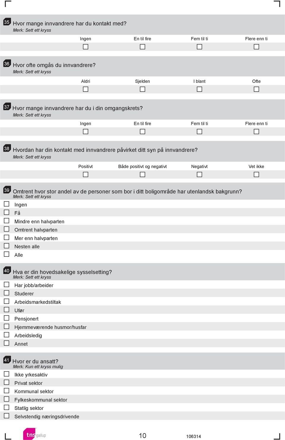 Positivt Både positivt og negativt Negativt Vet ikke 39 Omtrent hvor stor andel av de personer som bor i ditt boligområde har utenlandsk bakgrunn?