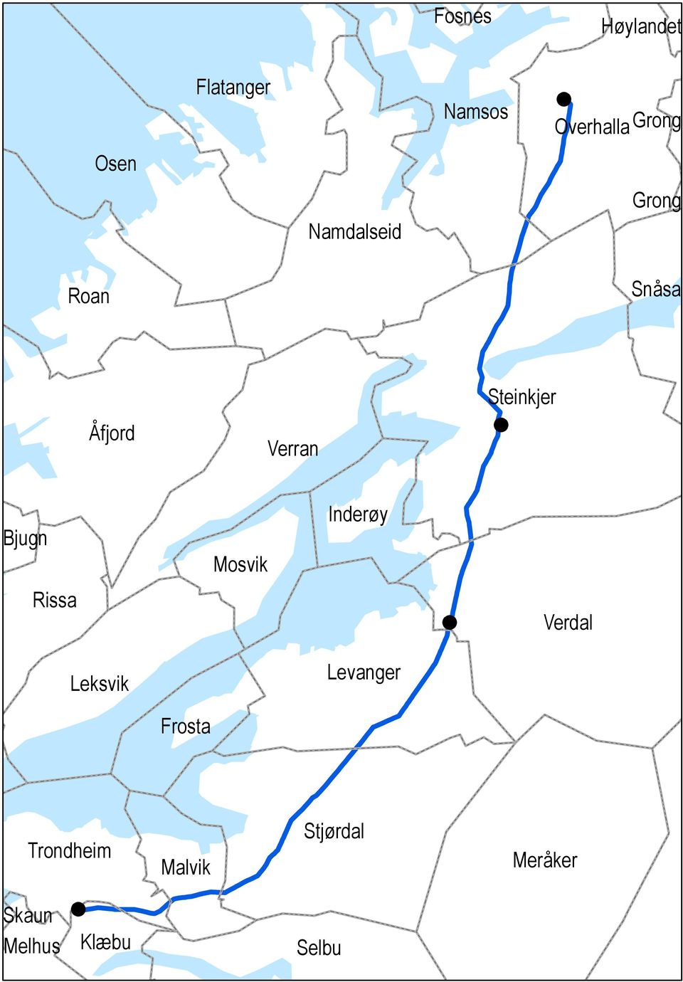 Bjugn Mosvik Inderøy Rissa Verdal Leksvik Levanger