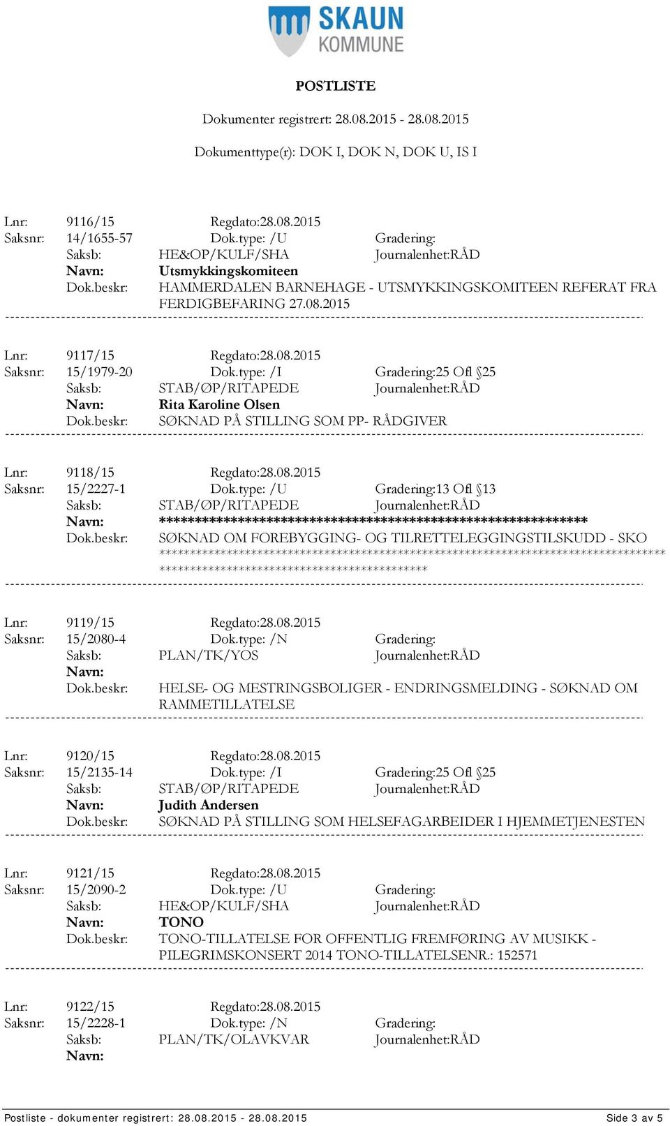 type: /U Gradering:13 Ofl 13 ************************************************************ SØKNAD OM FOREBYGGING- OG TILRETTELEGGINGSTILSKUDD - SKO