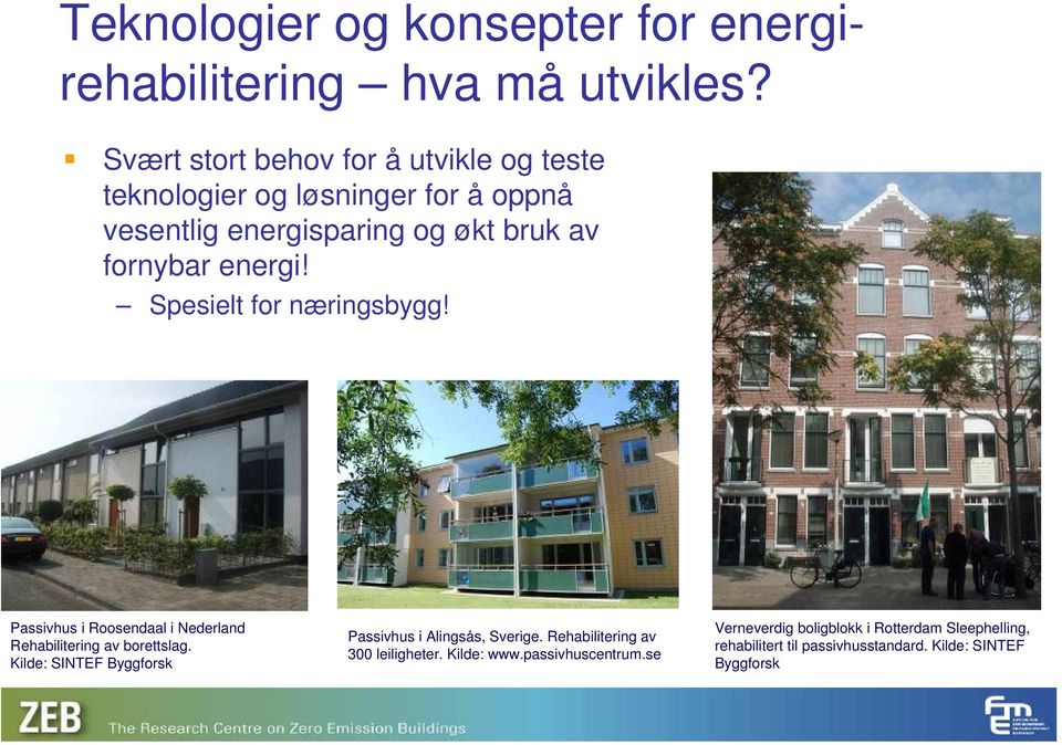 energi! Spesielt for næringsbygg! Passivhus i Roosendaal i Nederland Rehabilitering av borettslag.