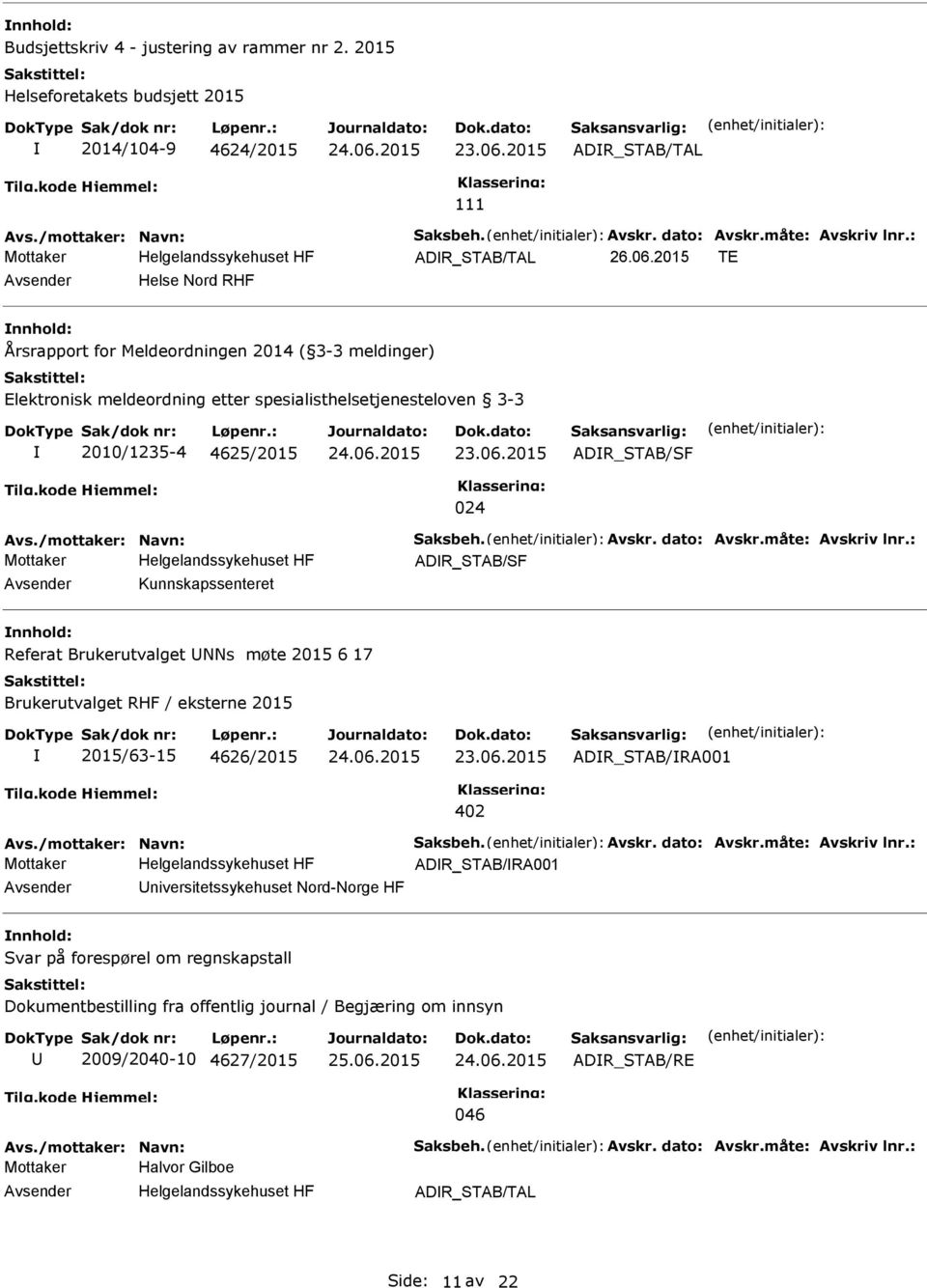 /mottaker: Navn: Saksbeh. Avskr. dato: Avskr.måte: Avskriv lnr.