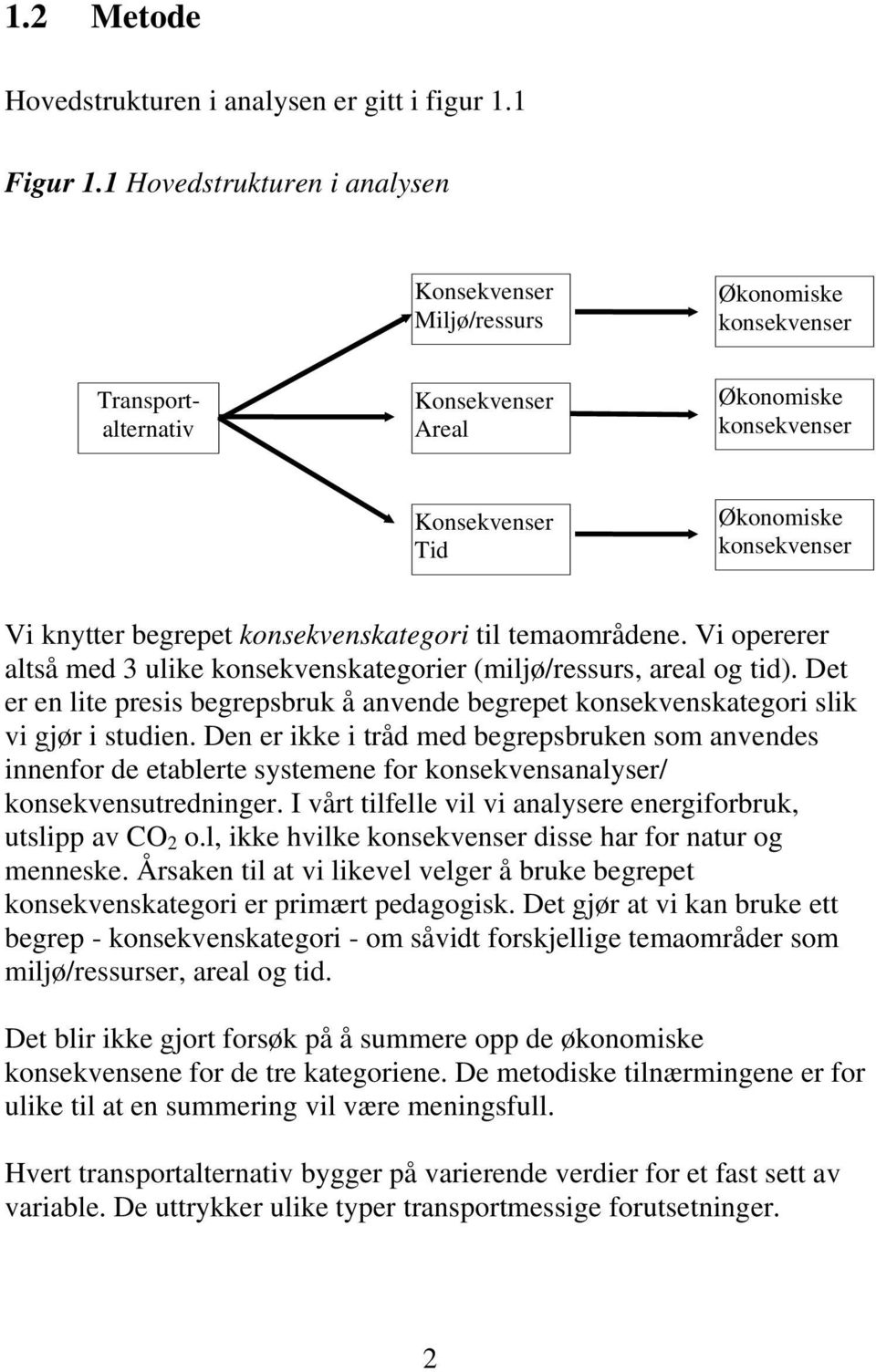 begrepet konsekvenskategori til temaområdene. Vi opererer altså med 3 ulike konsekvenskategorier (miljø/ressurs, areal og tid).