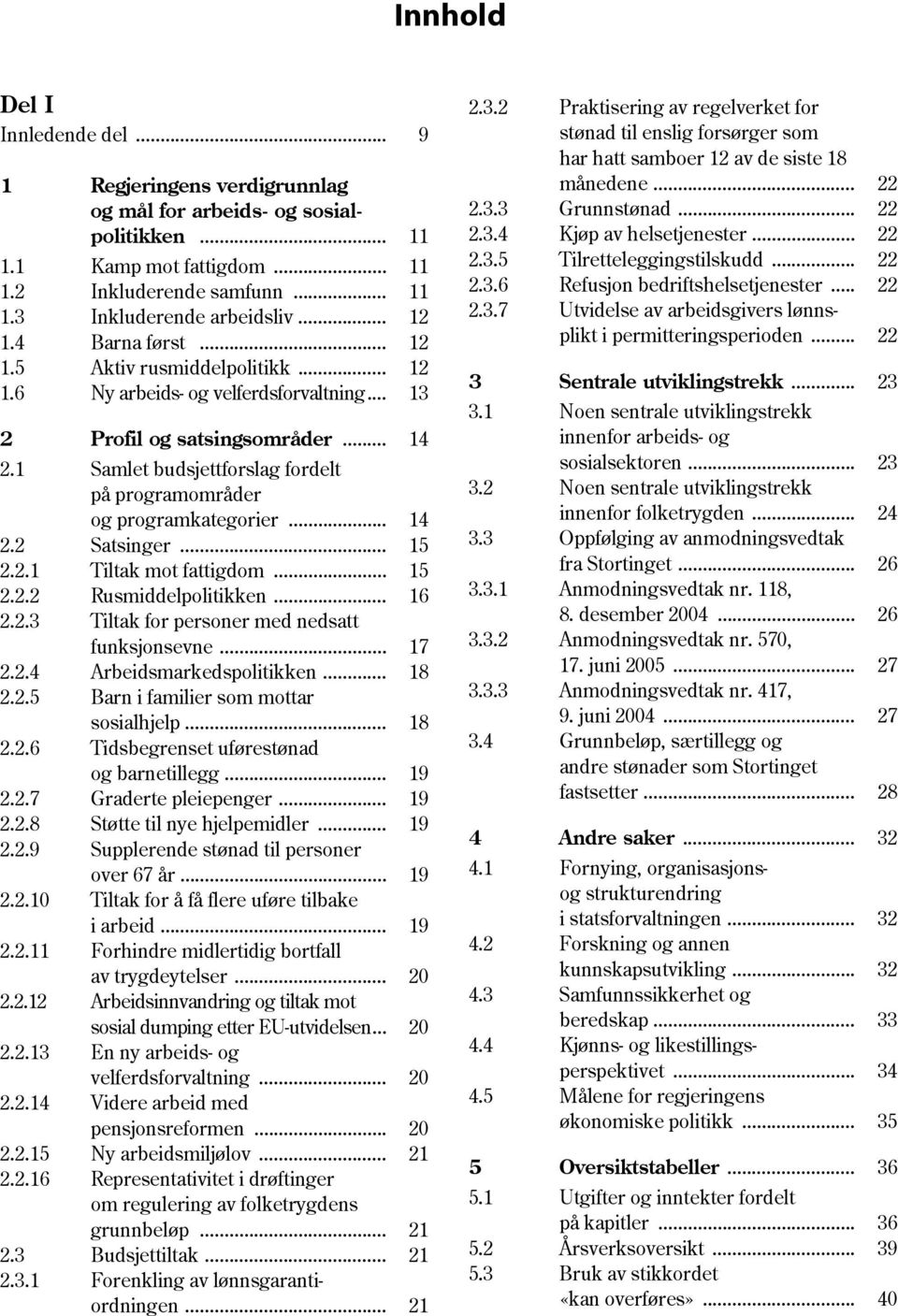 1 Samlet budsjettforslag fordelt på programområder og programkategorier... 14 2.2 Satsinger... 15 2.2.1 Tiltak mot fattigdom... 15 2.2.2 Rusmiddelpolitikken... 16 2.2.3 Tiltak for personer med nedsatt funksjonsevne.