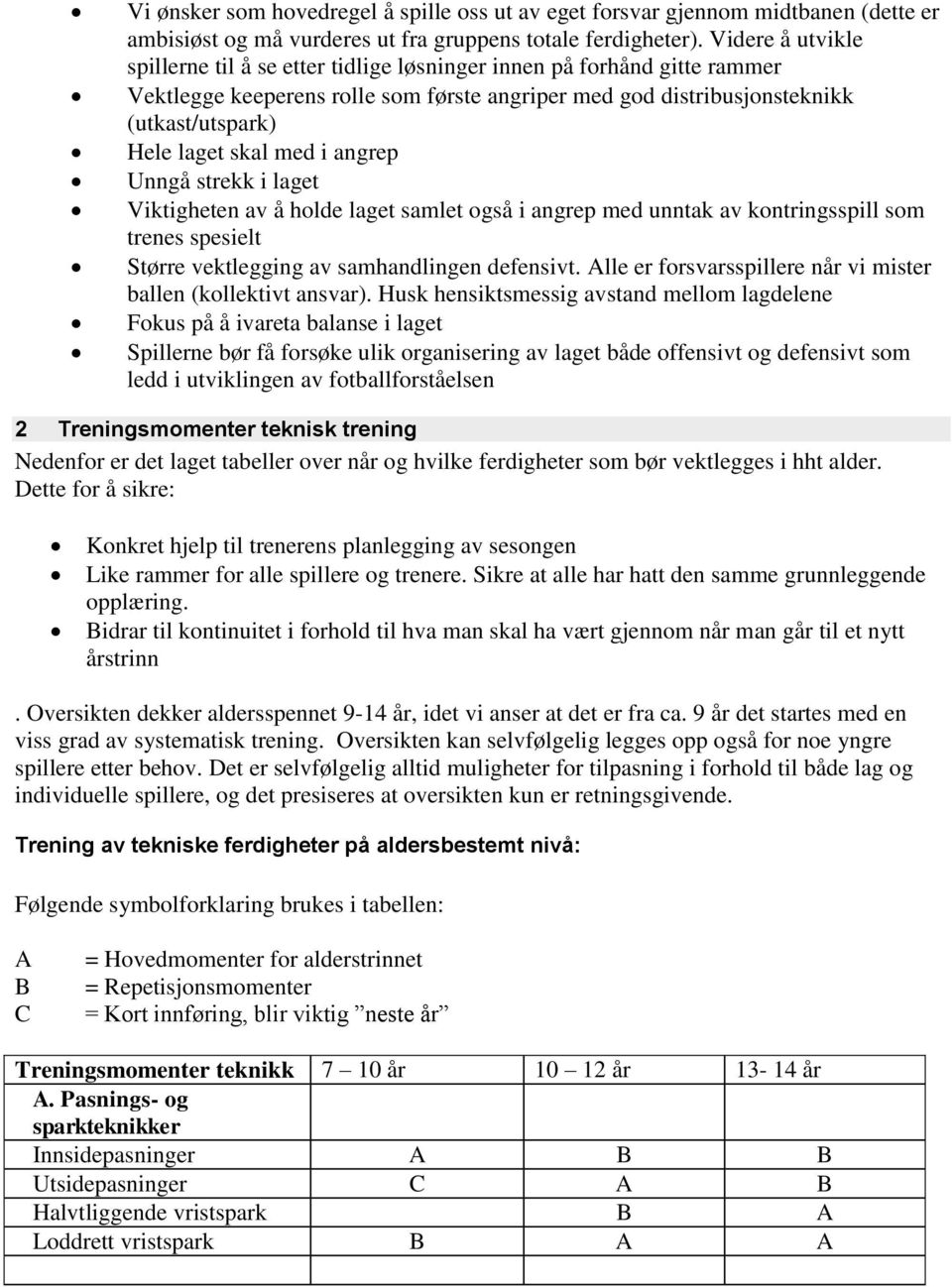 med i angrep Unngå strekk i laget Viktigheten av å holde laget samlet også i angrep med unntak av kontringsspill som trenes spesielt Større vektlegging av samhandlingen defensivt.