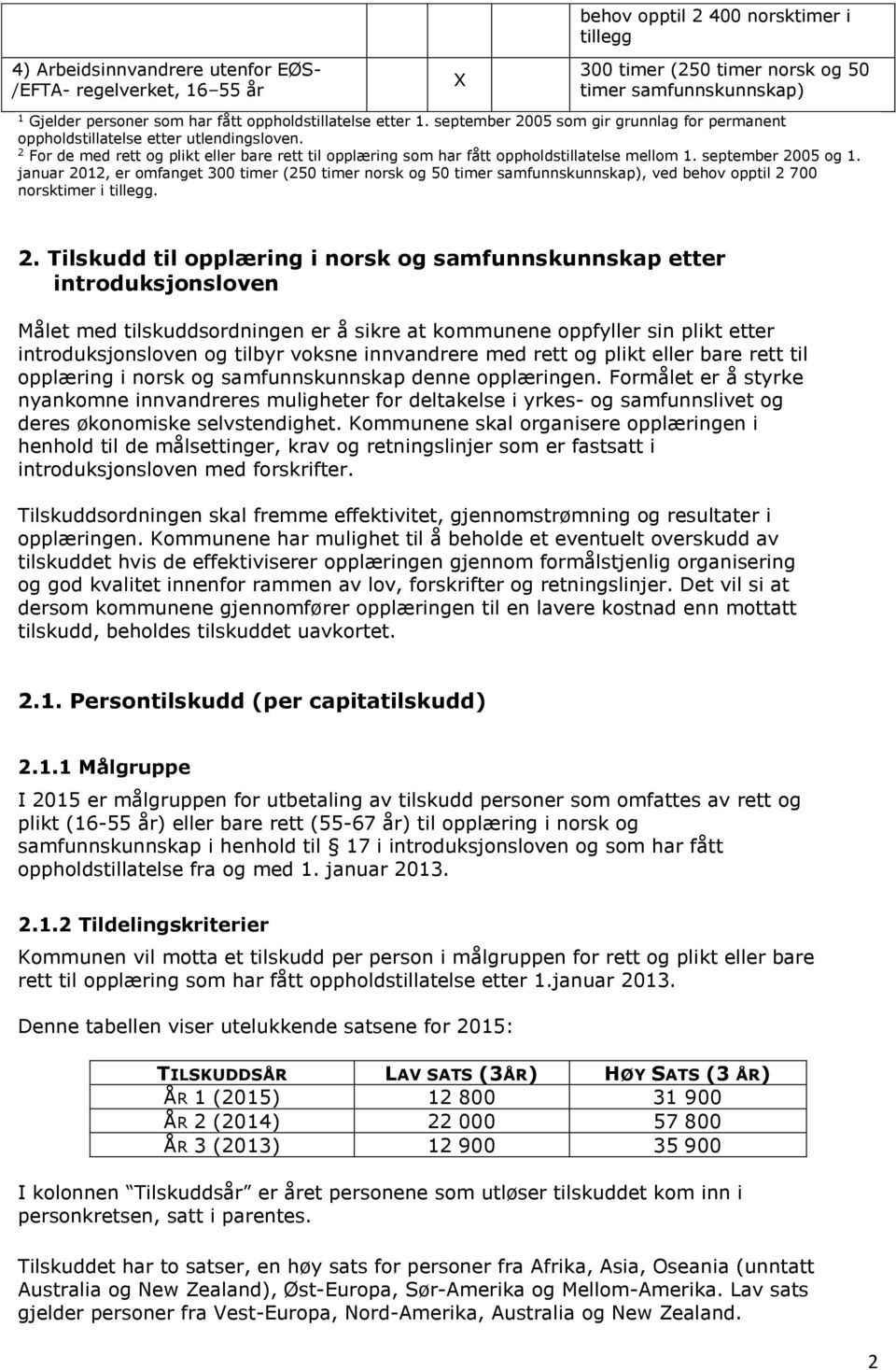 2 For de med rett og plikt eller bare rett til opplæring som har fått oppholdstillatelse mellom 1. september 2005 og 1.