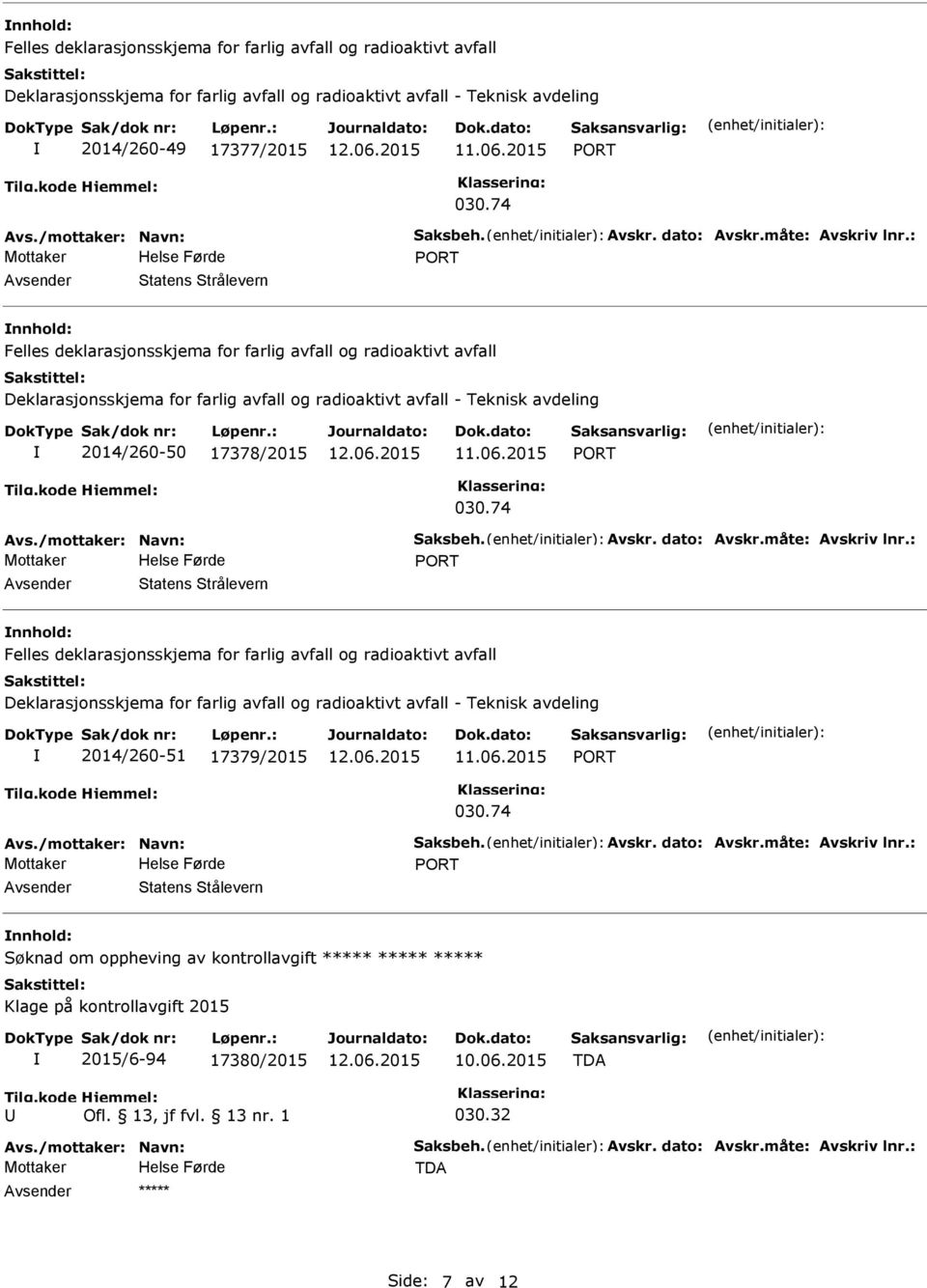 : Statens Strålevern 2014/260-51 17379/2015 Avs.