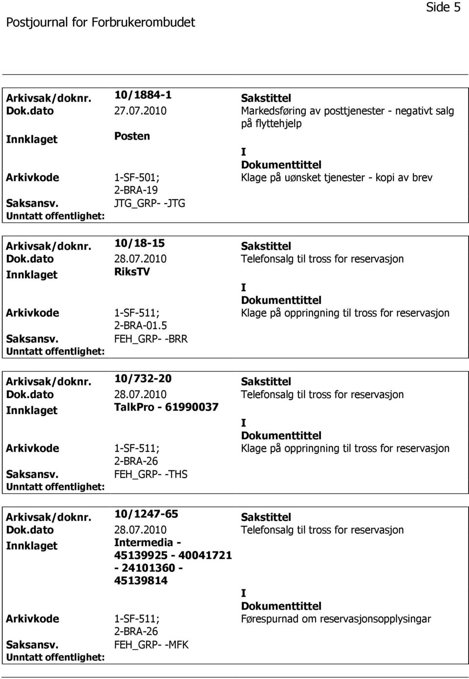 uønsket tjenester - kopi av brev Arkivsak/doknr. 10/18-15 Sakstittel nnklaget RiksTV 2-BRA-01.5 Arkivsak/doknr.