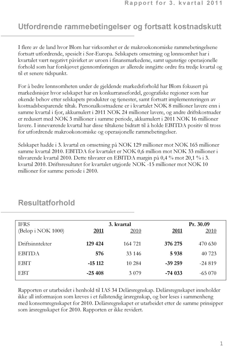 ordre fra tredje kvartal og til et senere tidspunkt.