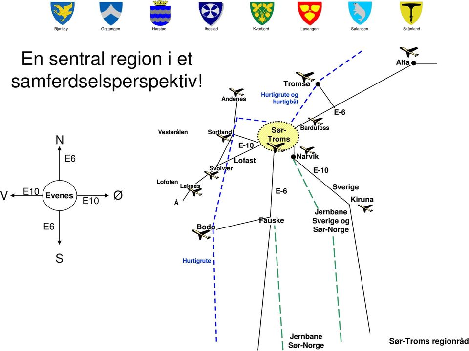 Svolvær E-10 Lofast Sør- Troms Bardufoss Narvik E-10 V E10 Evenes E6 E10 Ø