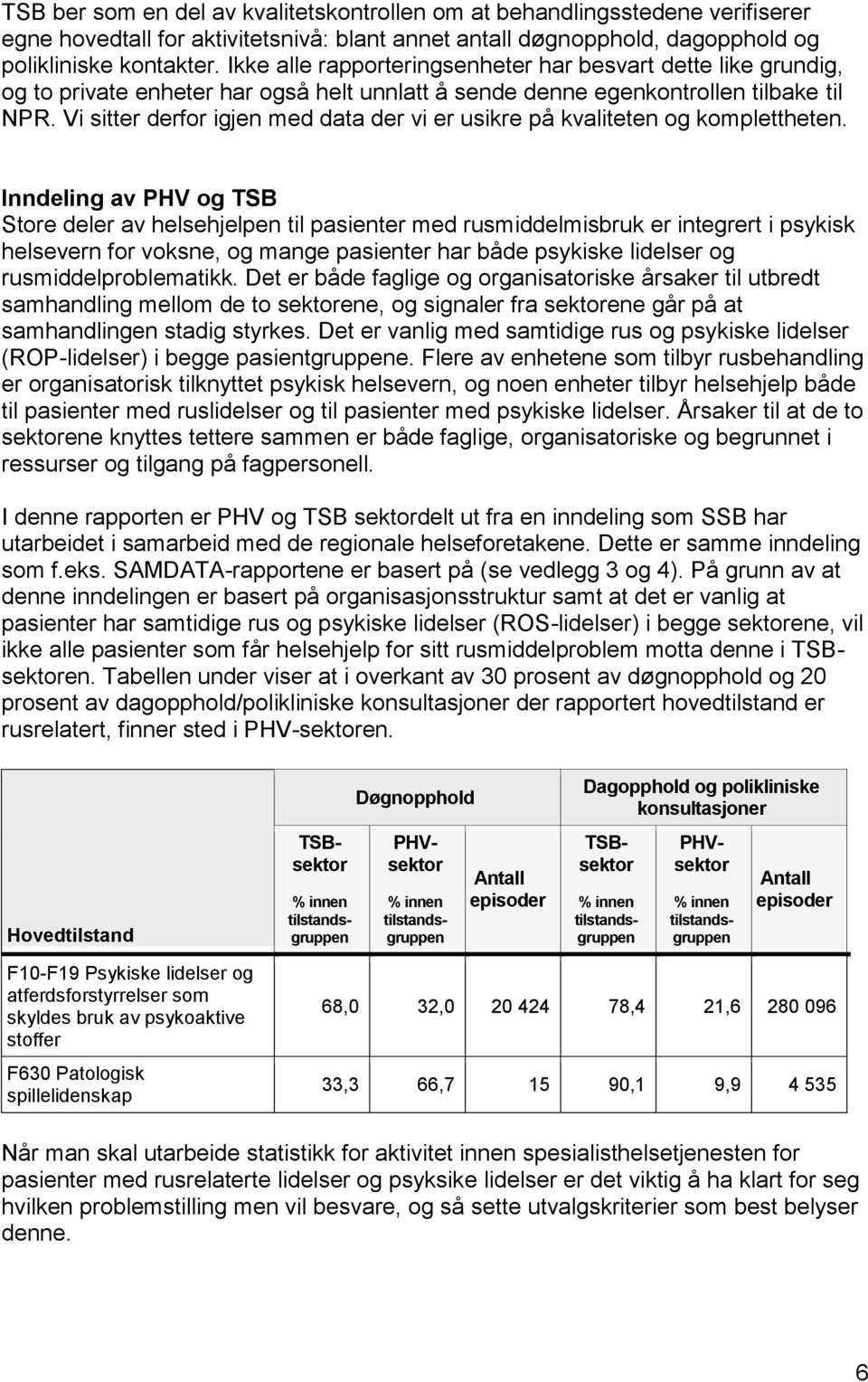 Vi sitter derfor igjen med data der vi er usikre på kvaliteten og komplettheten.