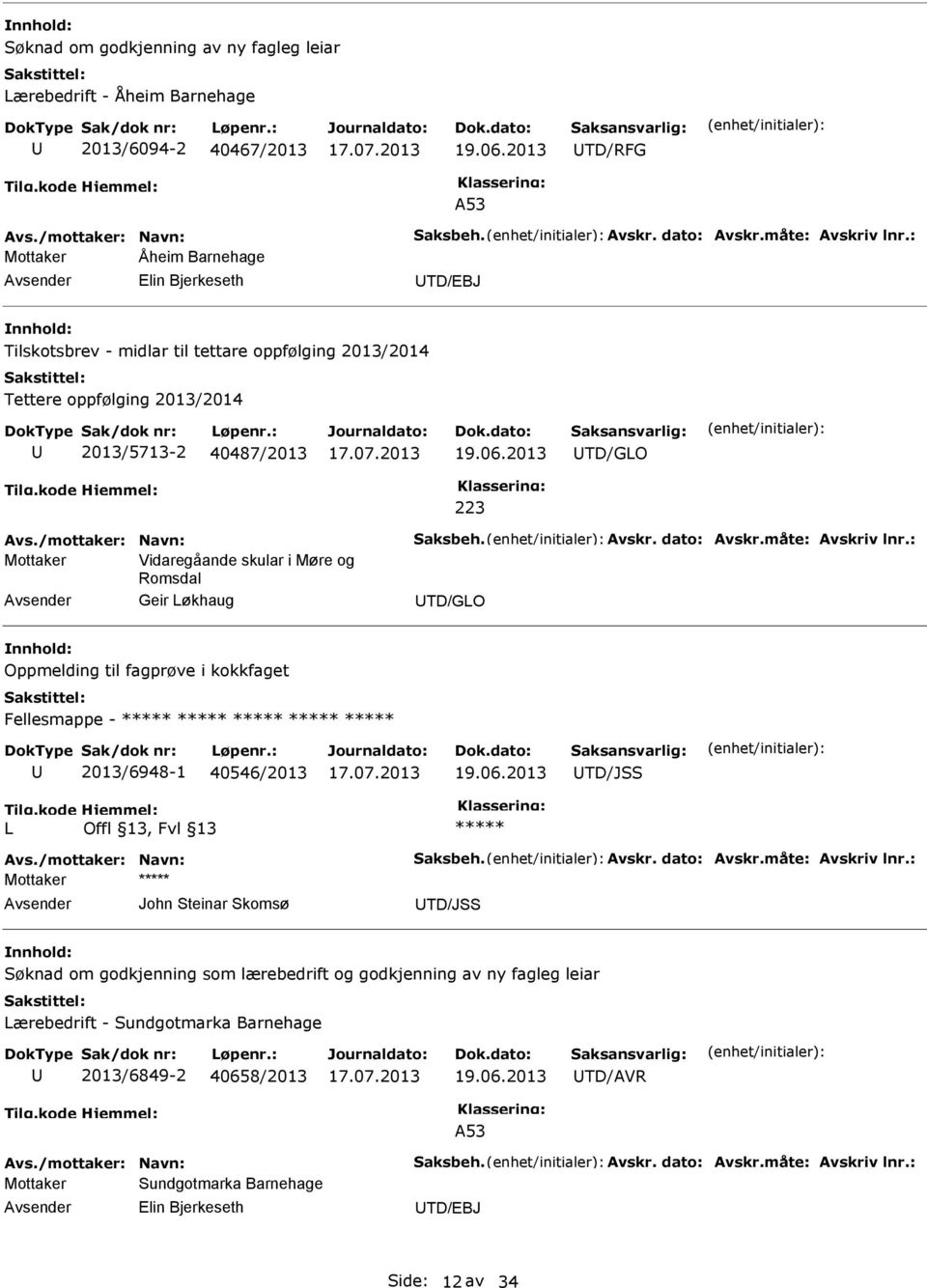 2013 TD/GLO 223 Mottaker Vidaregåande skular i Møre og Romsdal Geir Løkhaug TD/GLO Oppmelding til fagprøve i kokkfaget Fellesmappe - 2013/6948-1 40546/2013 19.06.